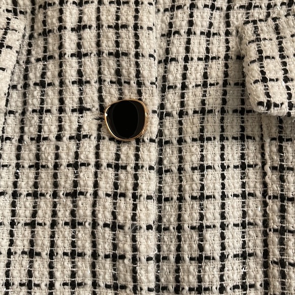 ♻️Shein Curve Black White Silver Houndstooth Frayed Fringe Midi Skirt Black 1XL - Picture 7 of 17